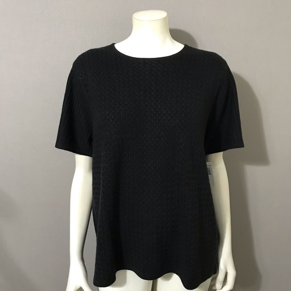 Sag Harbor Black Short Sleeve Basketweave Sweater Sz-XL - Picture 2 of 9